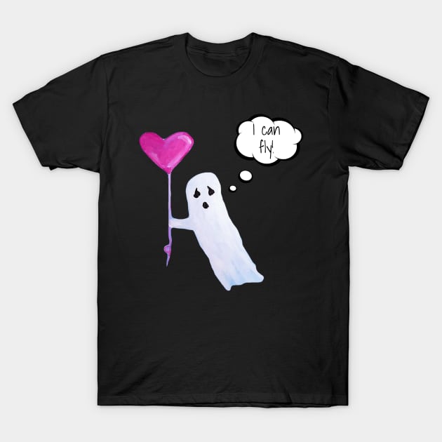 Funny Cute Ghost T-Shirt by GroovyArt